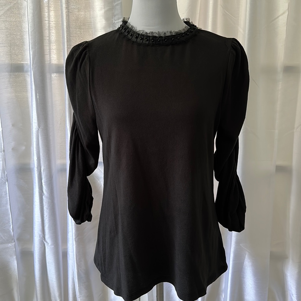 Como Blu Black 3/4 Ruched LS Sweater- Sz XL